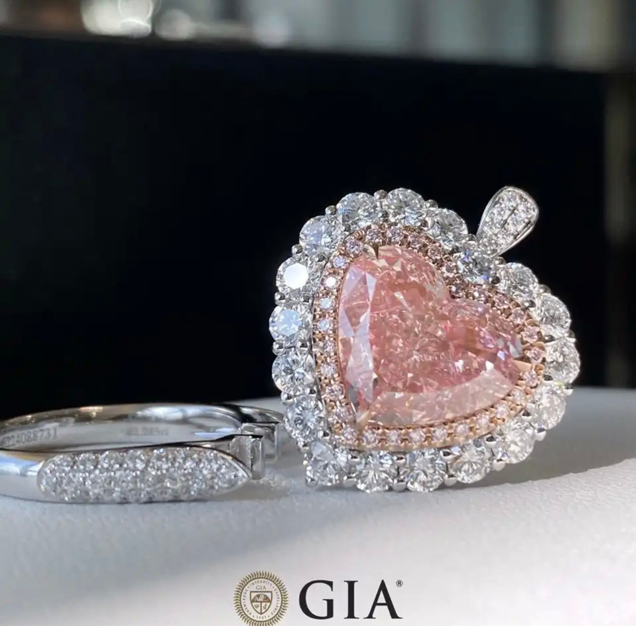 10 Carat Argyle Fancy Intense Pink Brilliant Heart Cut Diamond Ring