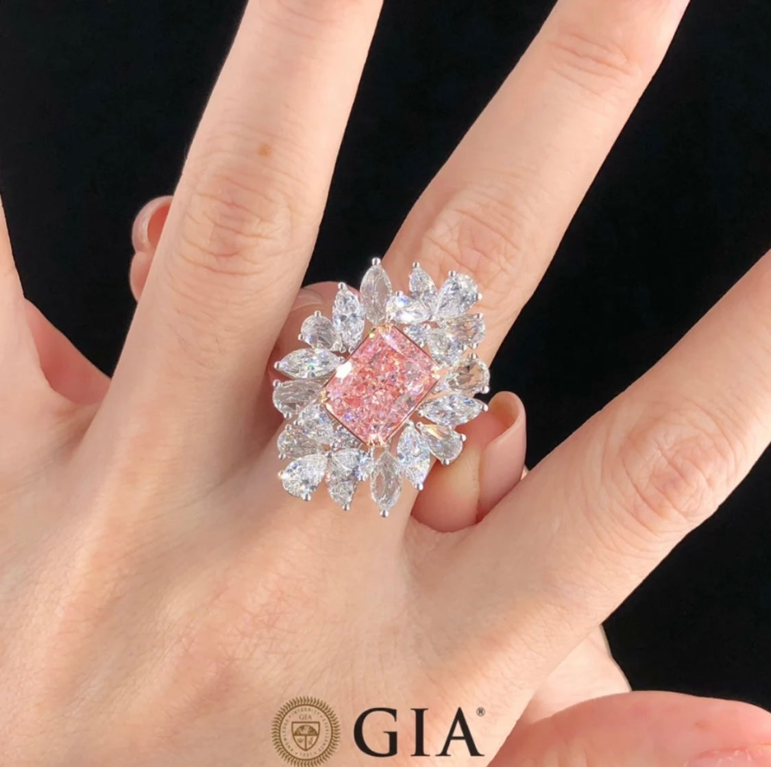 8.00 Carat Argyle Fancy Intense Pink Brilliant Radiant Cut Ring Very Beautiful Gorgeous.