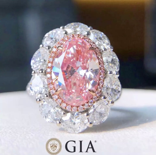 12 Carat Argyle Natural Fancy Vivid Pink Brilliant Oval Cut Diamond Ring